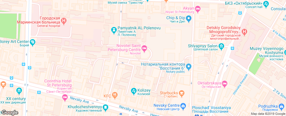 Отель Novotel S.peterburg на карте России