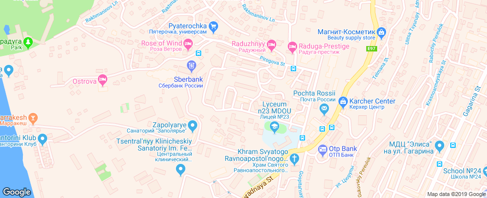 Отель Ostrova на карте России