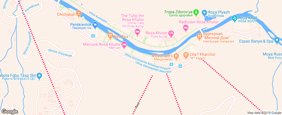 Отель Park Inn Redisson Roza Hutor на карте России