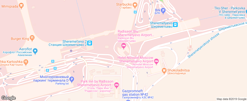 Отель Redisson Blu Sheremetevo на карте России