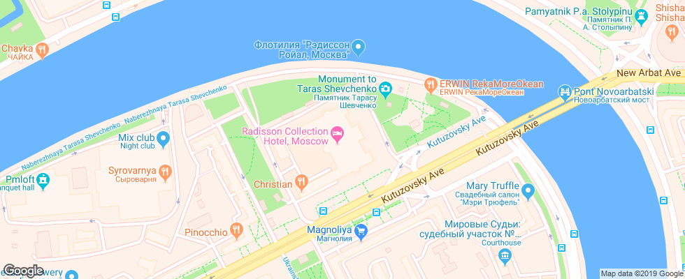 Отель Redisson Royal Moskva на карте России