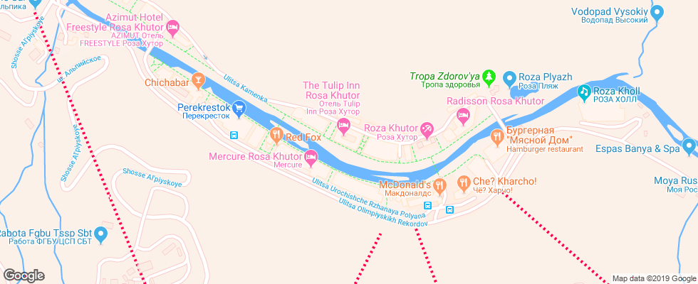 Отель Tulip Inn Roza Hutor на карте России