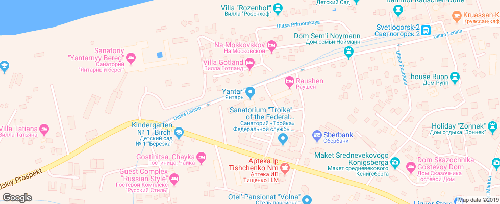 Отель Yantar на карте России