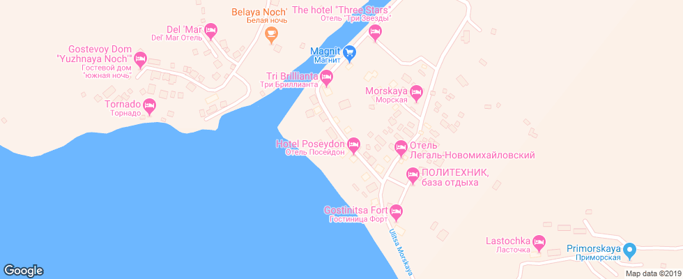 Отель Zhemchuzhina U Morya на карте России