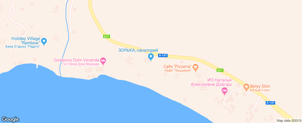 Отель Zorka на карте России