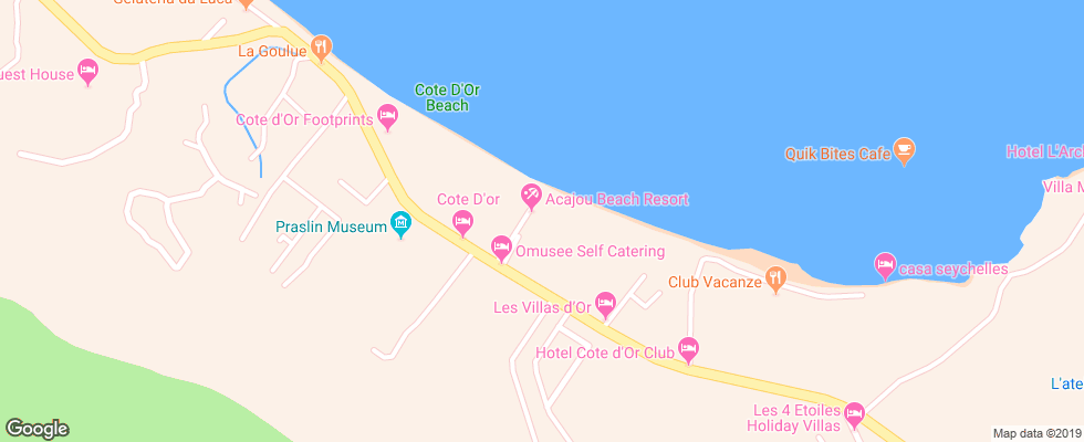 Отель Acajou Hotel на карте Сейшел