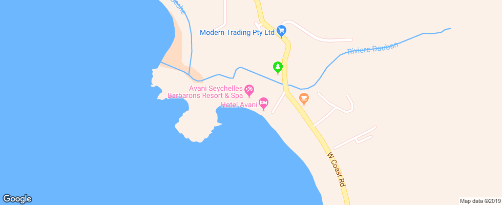 Отель Avani Seychelles Barbarons Resort на карте Сейшел