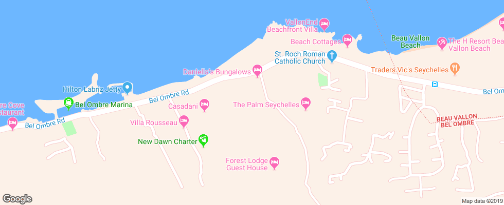 Отель Bambous River Lodge на карте Сейшел