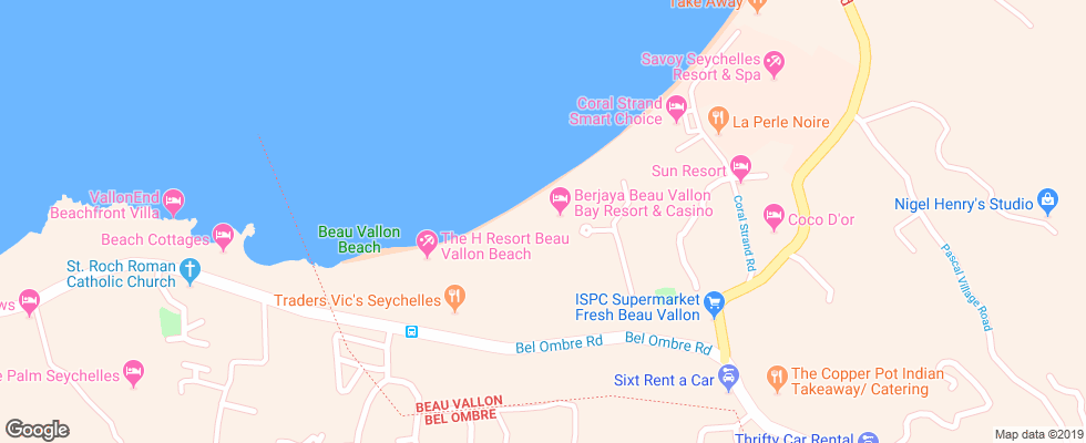 Отель Berjaya Beau Vallon Bay на карте Сейшел