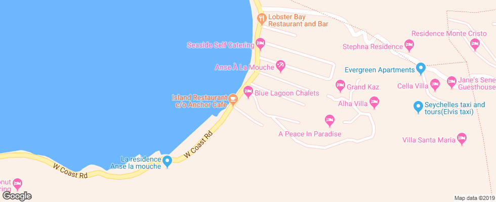 Отель Blue Lagoon Chalet на карте Сейшел