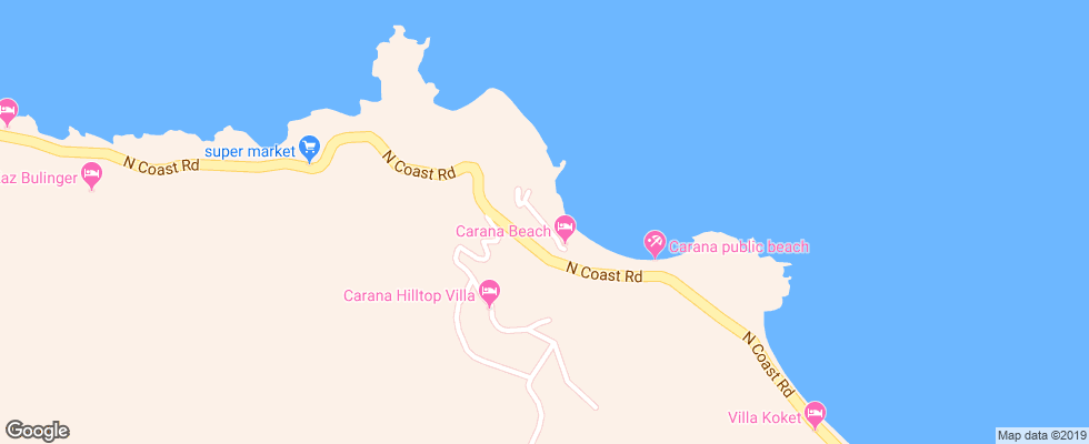 Отель Carana Beach на карте Сейшел