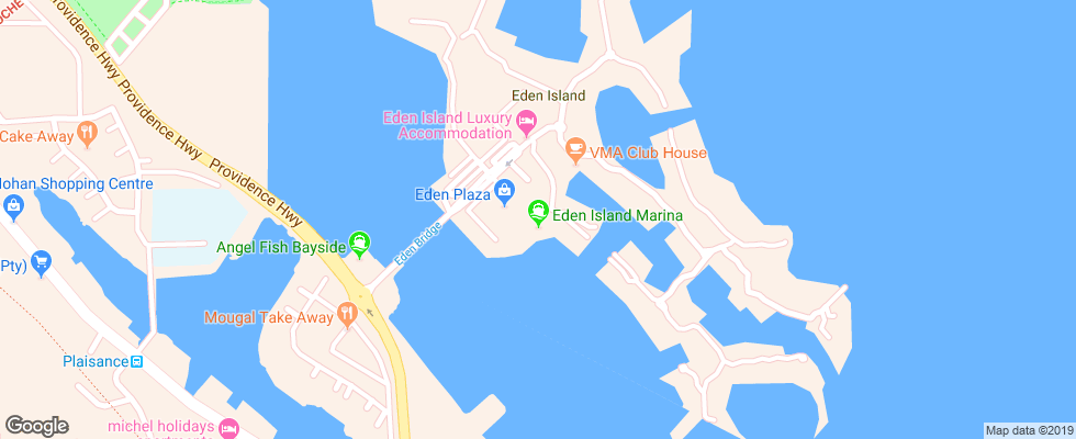 Отель Eden Bleu на карте Сейшел