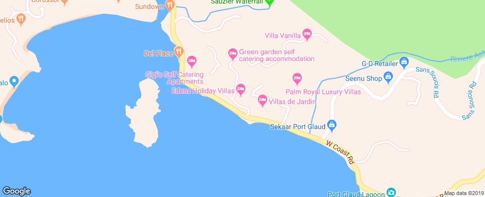 Отель Edens Holiday Villas на карте Сейшел