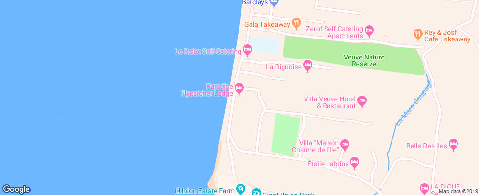 Отель Paradise Flycatchers Lodge на карте Сейшел