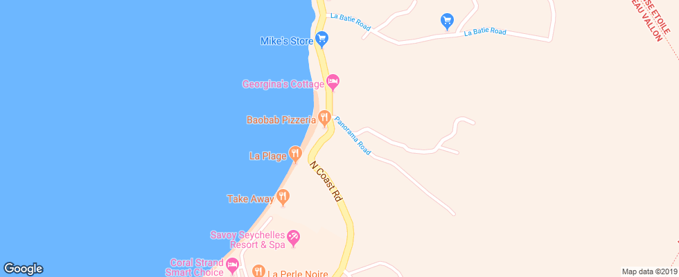 Отель Romance Bungalow на карте Сейшел