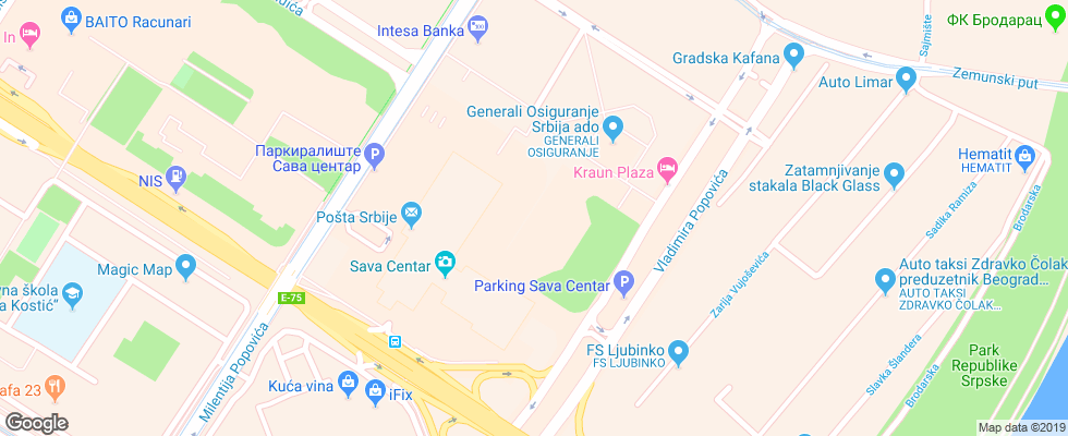 Отель Crowne Plaza Belgrade на карте Сербии