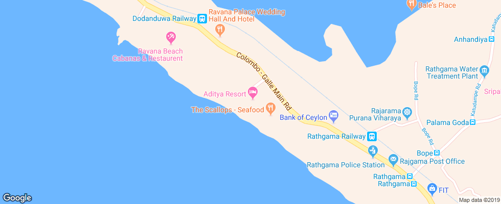 Отель Aditya Resort на карте Шри-Ланки