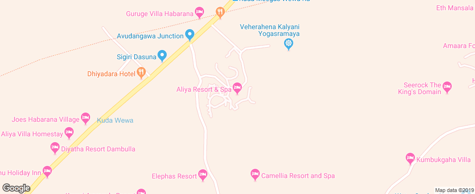 Отель Aliya Resort & Spa на карте Шри-Ланки