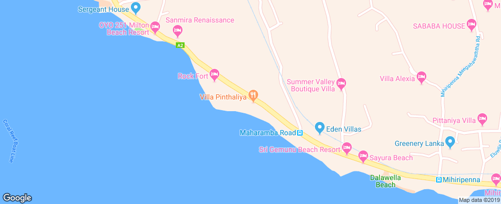 Отель Amanda Beach Villas на карте Шри-Ланки