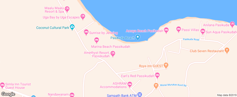Отель Amethyst Resort на карте Шри-Ланки