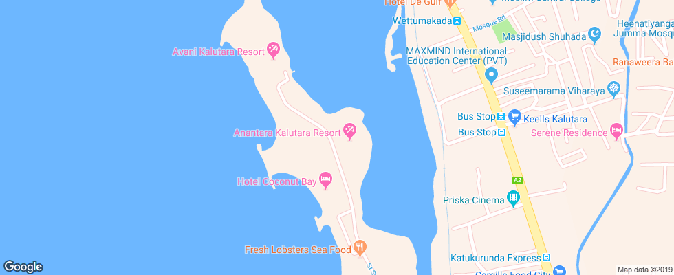 Отель Anantara Kalutara Resort & Spa на карте Шри-Ланки
