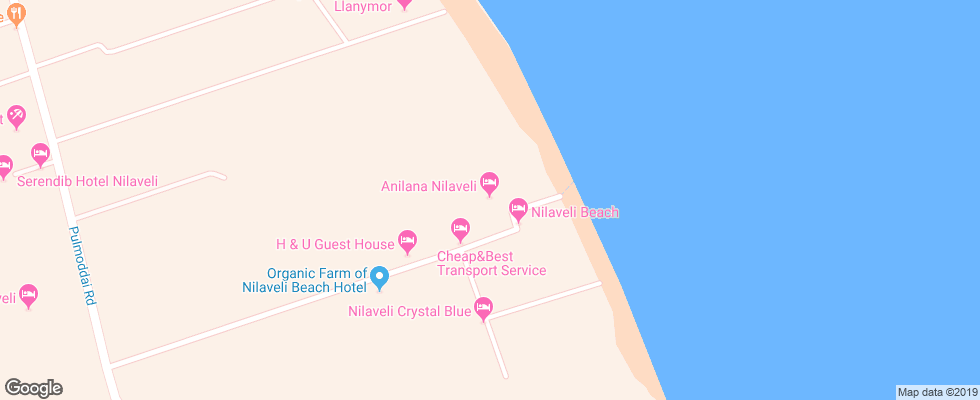 Отель Anilana Nilaveli на карте Шри-Ланки