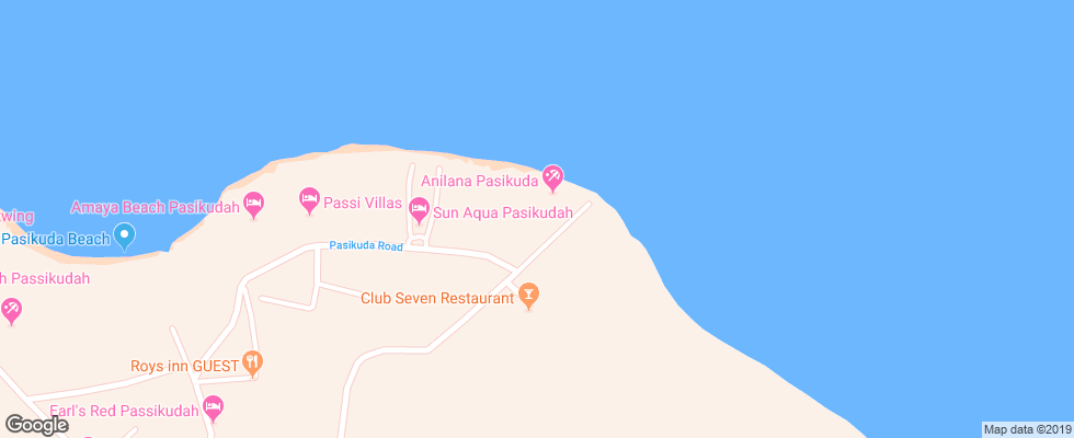 Отель Anilana Pasikuda на карте Шри-Ланки