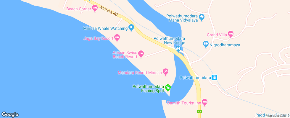 Отель Aussie Swiss Beach Resort на карте Шри-Ланки
