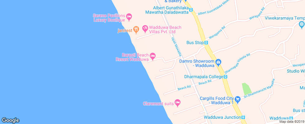 Отель Barasti Beach Resort на карте Шри-Ланки
