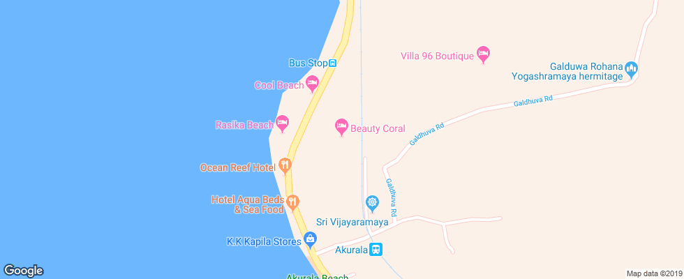Отель Beauty Coral Resort на карте Шри-Ланки