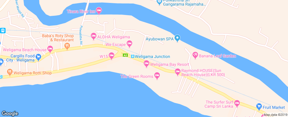 Отель Brizo Weligama на карте Шри-Ланки