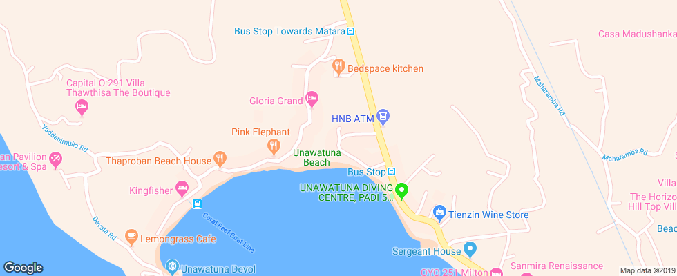 Отель Calamander Unawatuna Beach на карте Шри-Ланки