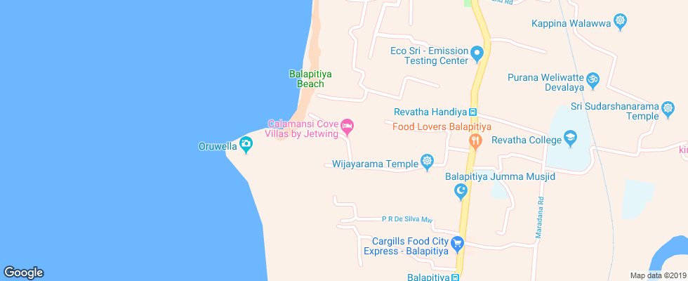 Отель Calamansi Cove By Jetwing на карте Шри-Ланки