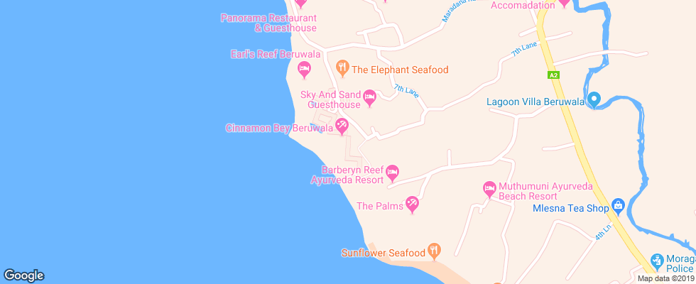 Отель Cinnamon Bey на карте Шри-Ланки