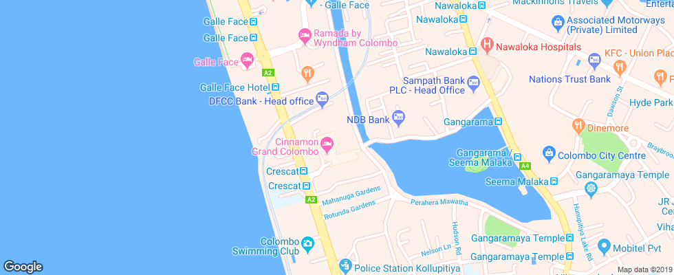 Отель Cinnamon Grand на карте Шри-Ланки