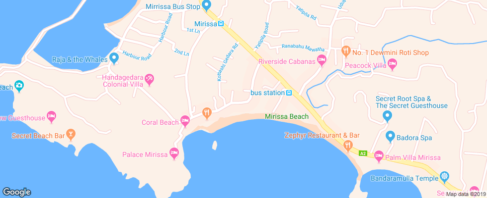 Отель Club Mirissa на карте Шри-Ланки