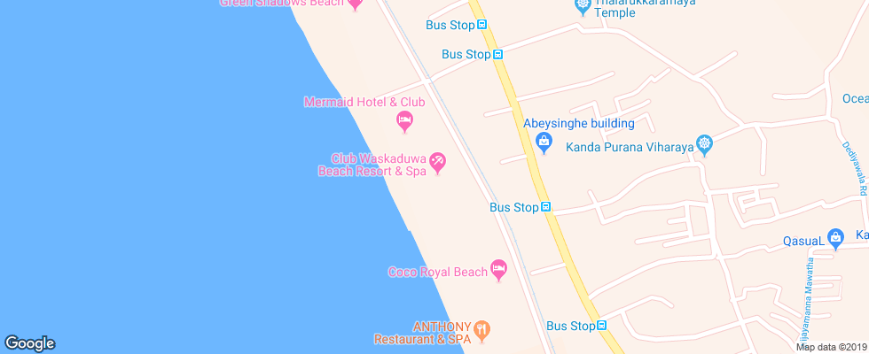 Отель Club Waskaduwa Beach Resort & Spa на карте Шри-Ланки