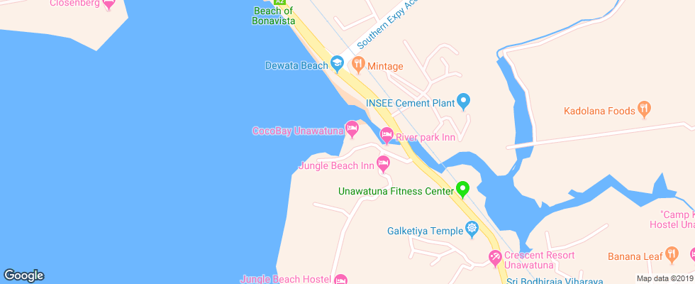 Отель Coco Bay Unawatuna на карте Шри-Ланки