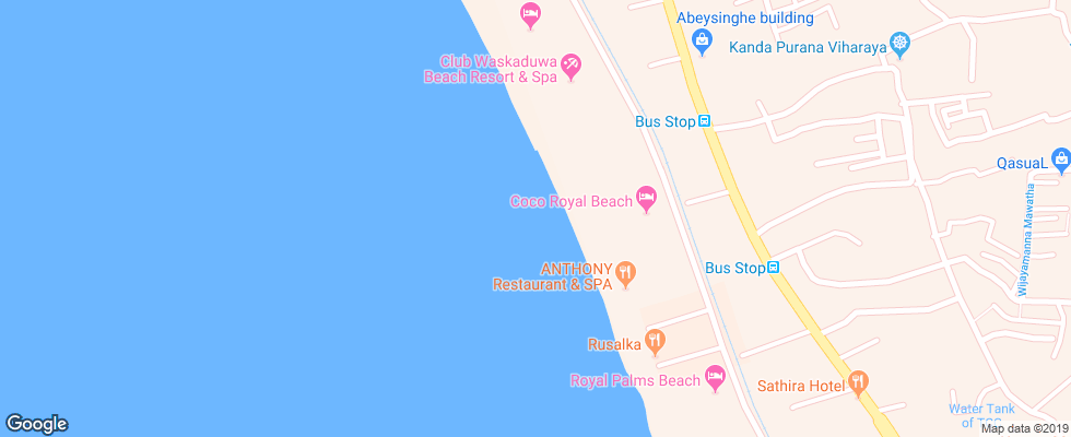 Отель Coco Royal Beach на карте Шри-Ланки