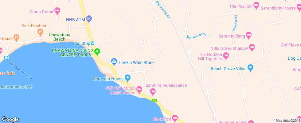 Отель Comaran Beach Hotel на карте Шри-Ланки