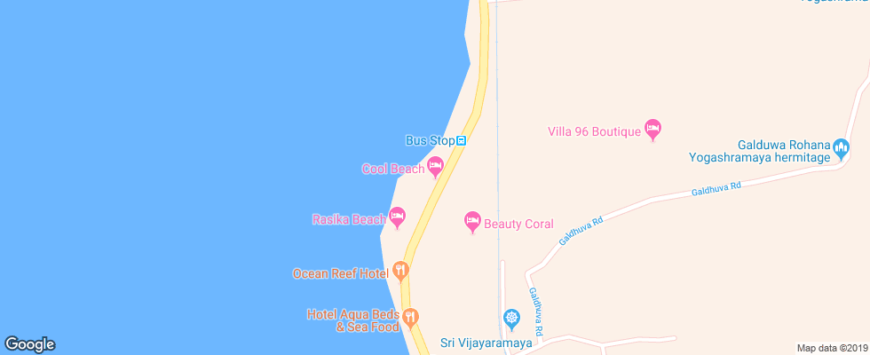 Отель Cool Beach Hotel на карте Шри-Ланки