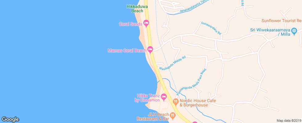 Отель Coral Rock By Bansei на карте Шри-Ланки