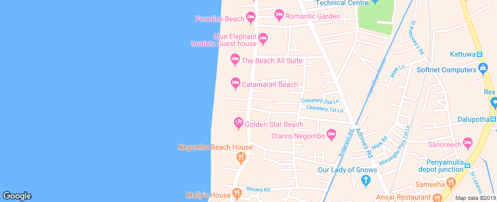 Отель Dephanie Beach на карте Шри-Ланки