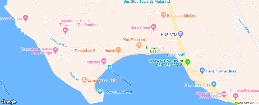 Отель Dhammika Hotel на карте Шри-Ланки