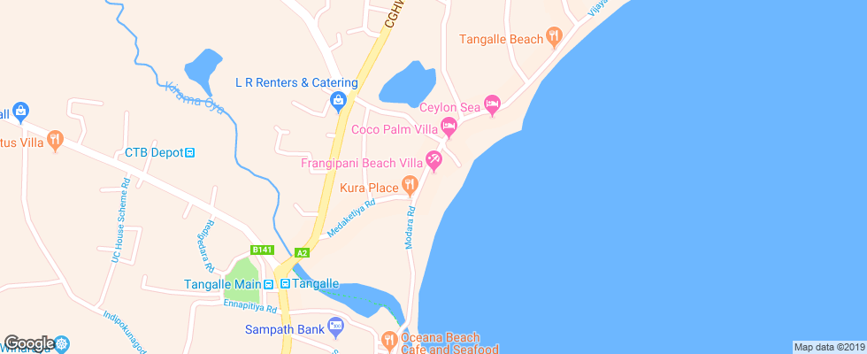 Отель Frangipani Beach Villa на карте Шри-Ланки