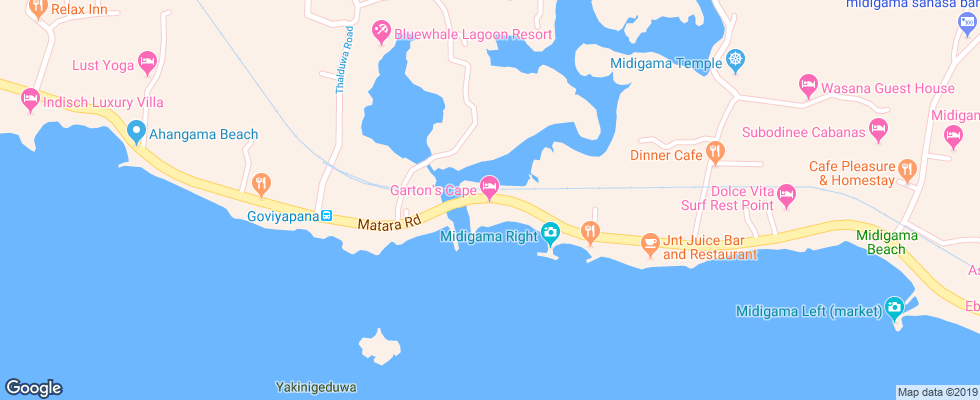 Отель Gartons Cape на карте Шри-Ланки