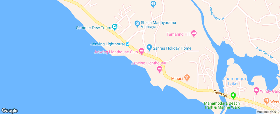 Отель Jetwing Lighthouse Club на карте Шри-Ланки
