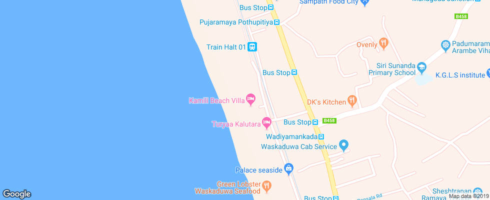 Отель Kamili Beach Villa на карте Шри-Ланки
