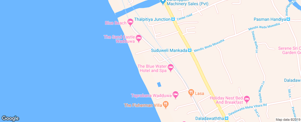 Отель Laya Beach на карте Шри-Ланки