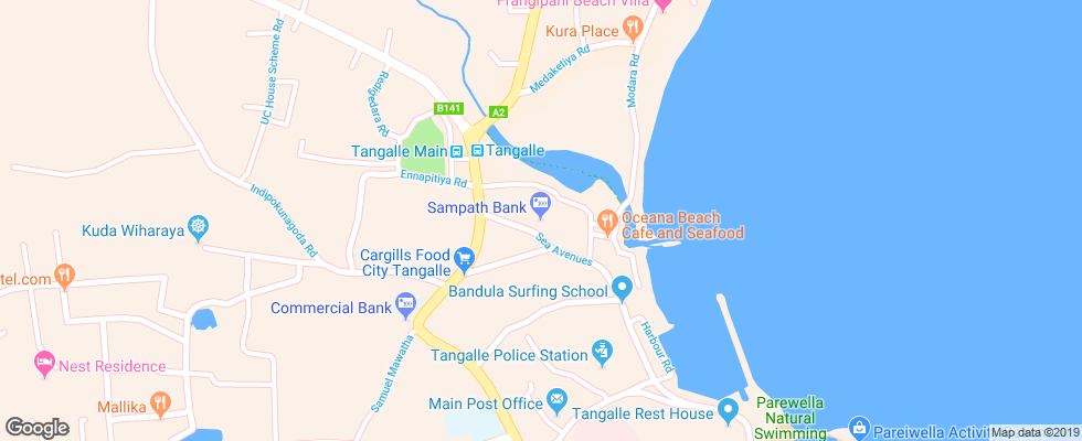 Отель Mars Hotel Tangalle на карте Шри-Ланки